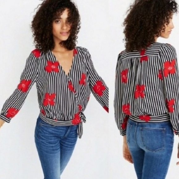 Madewell Tops - Madewell Wrap Floral Top in Candied Orchids Size S